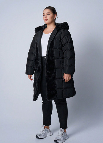 Черная зимняя куртка куртка-пальто SHEIN