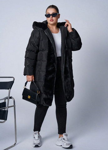 Черная зимняя куртка куртка-пальто SHEIN