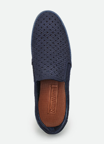 Синие мужские туфли кожаные перфорация летние темно-синие без шнурков 45 Cosottinni