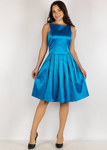 Голубое кэжуал платье клеш Time of Style однотонное