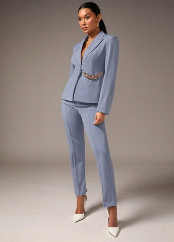 Серо-голубой женский жакет SHEIN однотонный - демисезонный