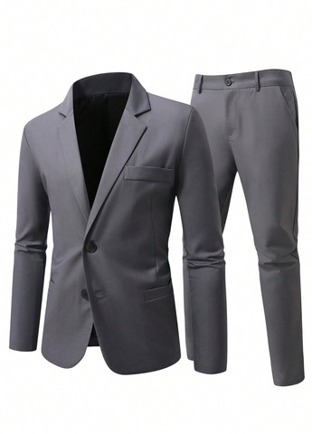 Темно-сірий демісезонний костюм (піджак, штани) брючний SHEIN