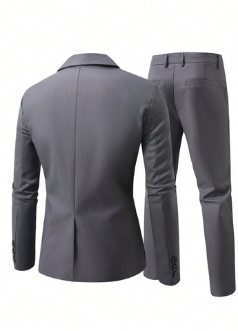 Темно-сірий демісезонний костюм (піджак, штани) брючний SHEIN