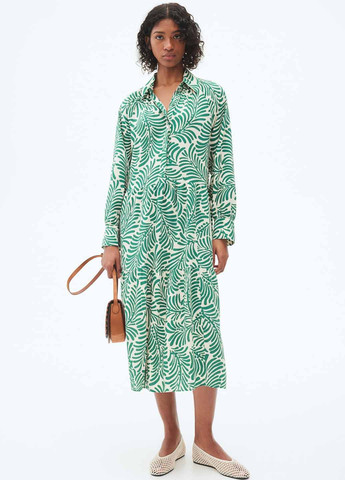 Зелена кежуал сукня кльош H&M з абстрактним візерунком