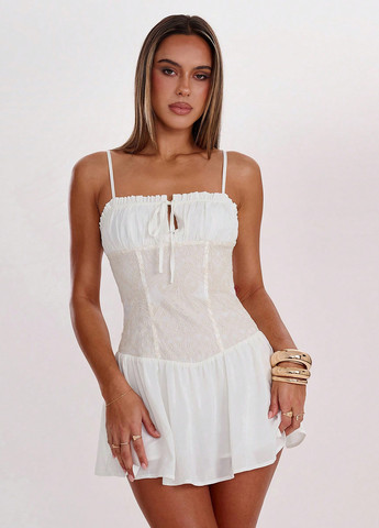 Білий кежуал сукня з відкритими плечима SHEIN однотонна