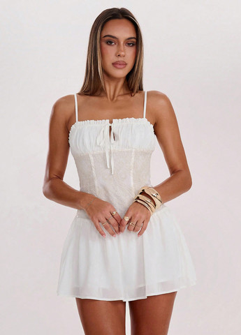 Білий кежуал сукня з відкритими плечима SHEIN однотонна