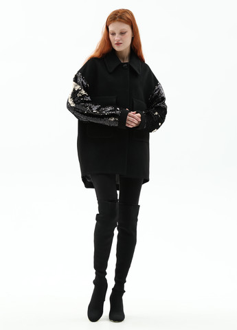 Чорне демісезонне Пальто пальто-сорочка CHIUAS