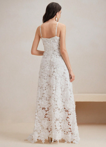 Белое кэжуал платье а-силуэт SHEIN однотонное