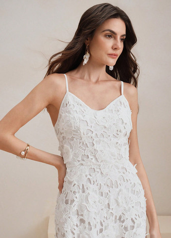 Белое кэжуал платье а-силуэт SHEIN однотонное