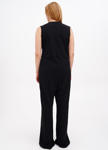 Комбинезон Boohoo комбинезон-брюки однотонный чёрный кэжуал полиэстер