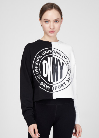 Свитшот DKNY - Прямой крой надпись черно-белый кэжуал хлопок - (207800912)