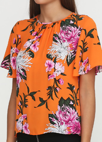 Оранжевая летняя блуза с коротким рукавом Warehouse