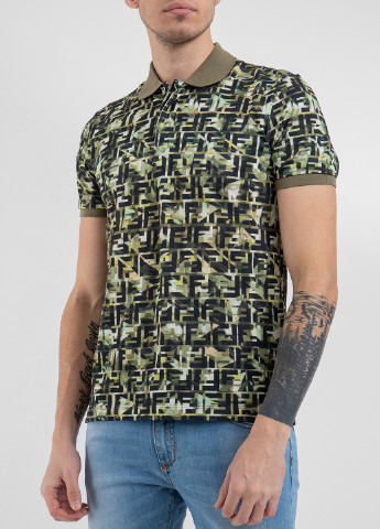 Хаки (оливковая) футболка polo Fendi
