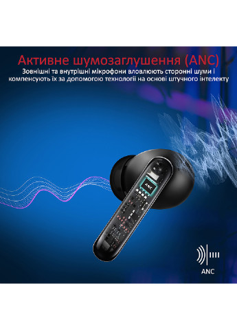 TWS навушники Bluetooth 5.2 Black (.black) Promate hybrid-anc (245011518)