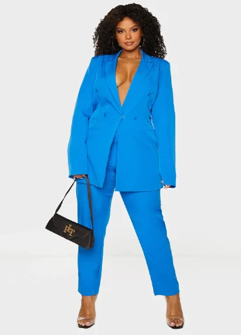 Голубой женский жакет PrettyLittleThing однотонный - демисезонный