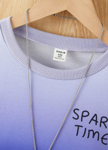 SHEIN свитшот градиент темно-синий кэжуал полиэстер, трикотаж