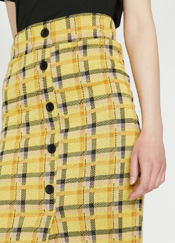 Желтая кэжуал в клетку юбка KOTON карандаш