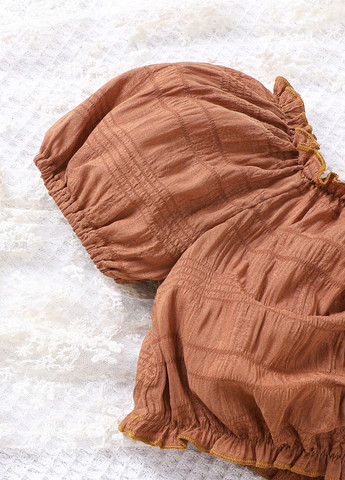 Коричневий літній костюм (топ, штани) SHEIN