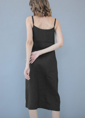 Черное кэжуал сукня лляна платье-комбинация Egostyle однотонное
