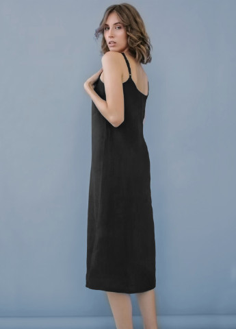Чорна кежуал платье льняное сукня-комбінація Egostyle однотонна