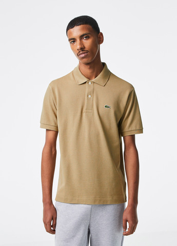 Светло-коричневая футболка-поло для мужчин Lacoste с логотипом