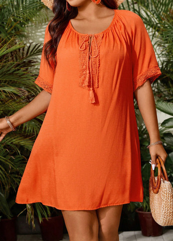 Помаранчева кежуал сукня а-силует SHEIN однотонна