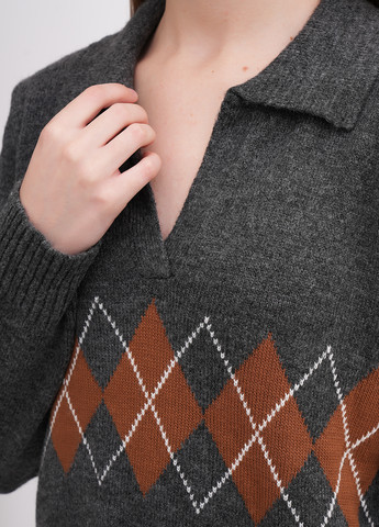 Темно-серый демисезонный свитер пуловер EQUILIBRI