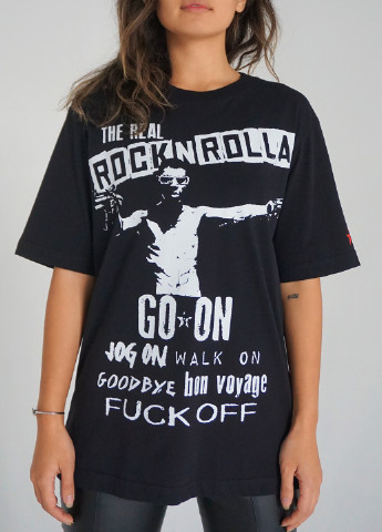 Черная всесезон черная хлопковая футболка rocknrolla Damien