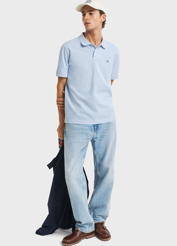 Светло-голубой футболка-поло для мужчин Gant однотонная