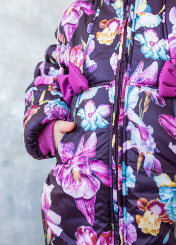 Комбінована зимня куртка бантик фіолетова Piccolo L