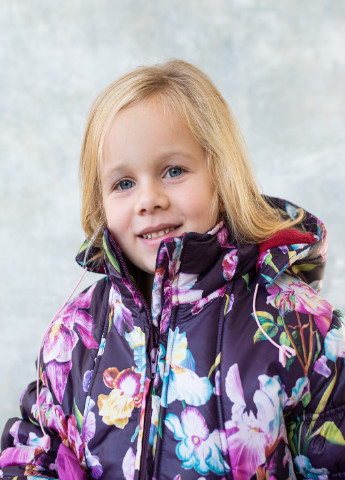 Комбінована зимня куртка бантик фіолетова Piccolo L
