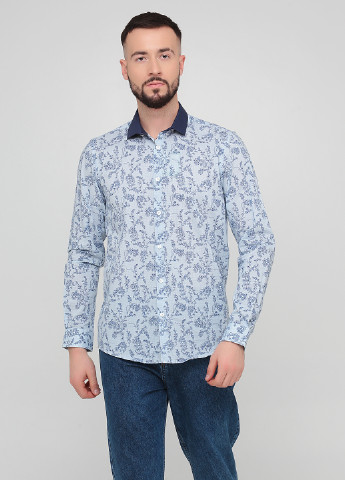 Голубой кэжуал рубашка с цветами Primark