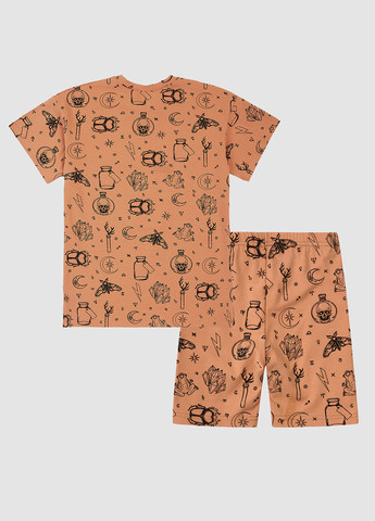 Рожево-коричневий літній костюм (футболка, шорти) Garnamama