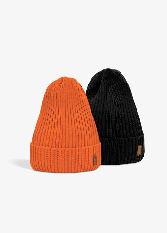 Демисезонный комплект 2 шапка Sani 516 оранжевый + 415 черный Anmerino (253273827)