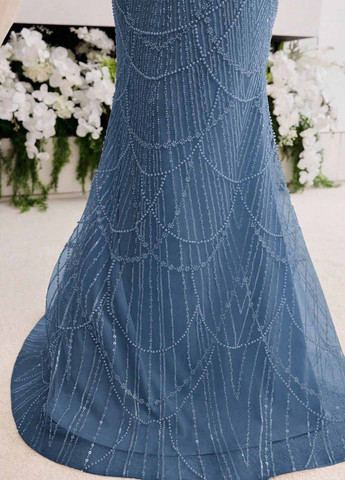 Світло-синя вечірня сукня сукня-кейп, годе SHEIN однотонна