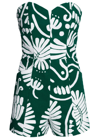 Комбинезон H&M комбинезон-шорты абстрактный зелёный кэжуал