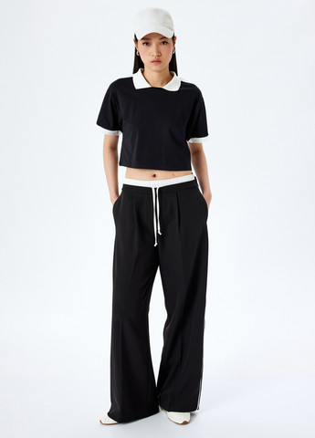 Черно-белая женская футболка-футболка KOTON колор блок