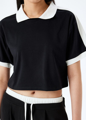 Черно-белая женская футболка-футболка KOTON колор блок