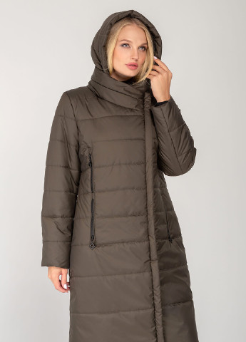 Оливкова (хакі) демісезонна куртка-пальто пандора MioRichi