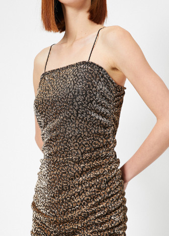 Бронзова коктейльна плаття, сукня футляр KOTON леопардовий