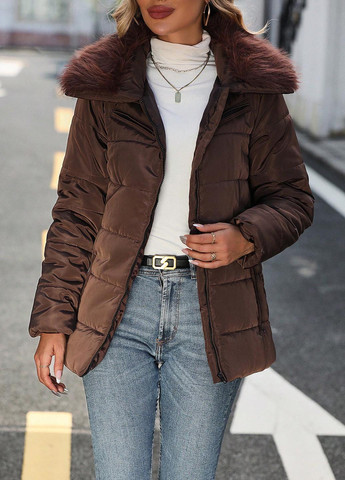 Коричневая демисезонная куртка SHEIN