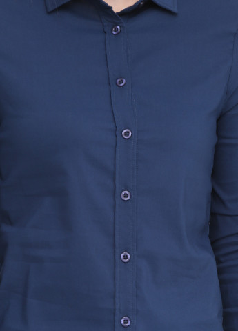 Синяя кэжуал рубашка однотонная Sassofono