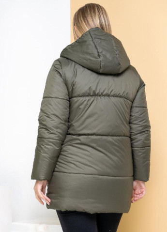 Оливковая (хаки) женская стеганная куртка из плащевки цвет хаки р.52 375687 New Trend