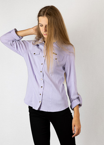 Светло-фиолетовая кэжуал рубашка однотонная Time of Style