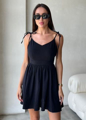 Чорна кежуал сукня кльош, з відкритою спиною No Brand однотонна