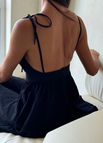 Чорна кежуал сукня кльош, з відкритою спиною No Brand однотонна