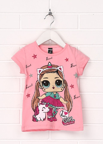 Розовая летняя футболка с коротким рукавом Dasilva Kids