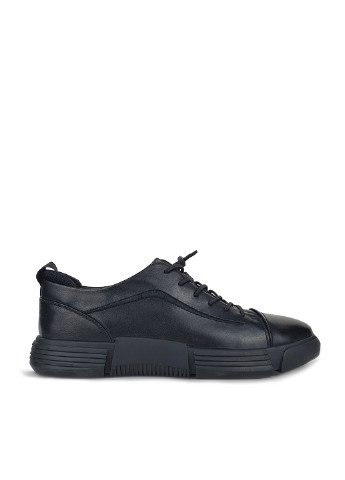 Черные мужские туфли из натуральной кожи черные на резинке-шнуровке Cosottinni