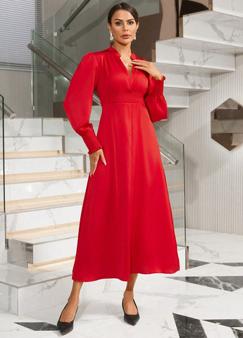 Червона кежуал, вечірня сукня а-силует SHEIN однотонна