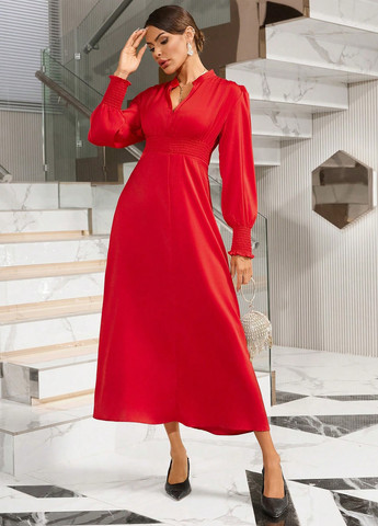 Червона кежуал, вечірня сукня а-силует SHEIN однотонна